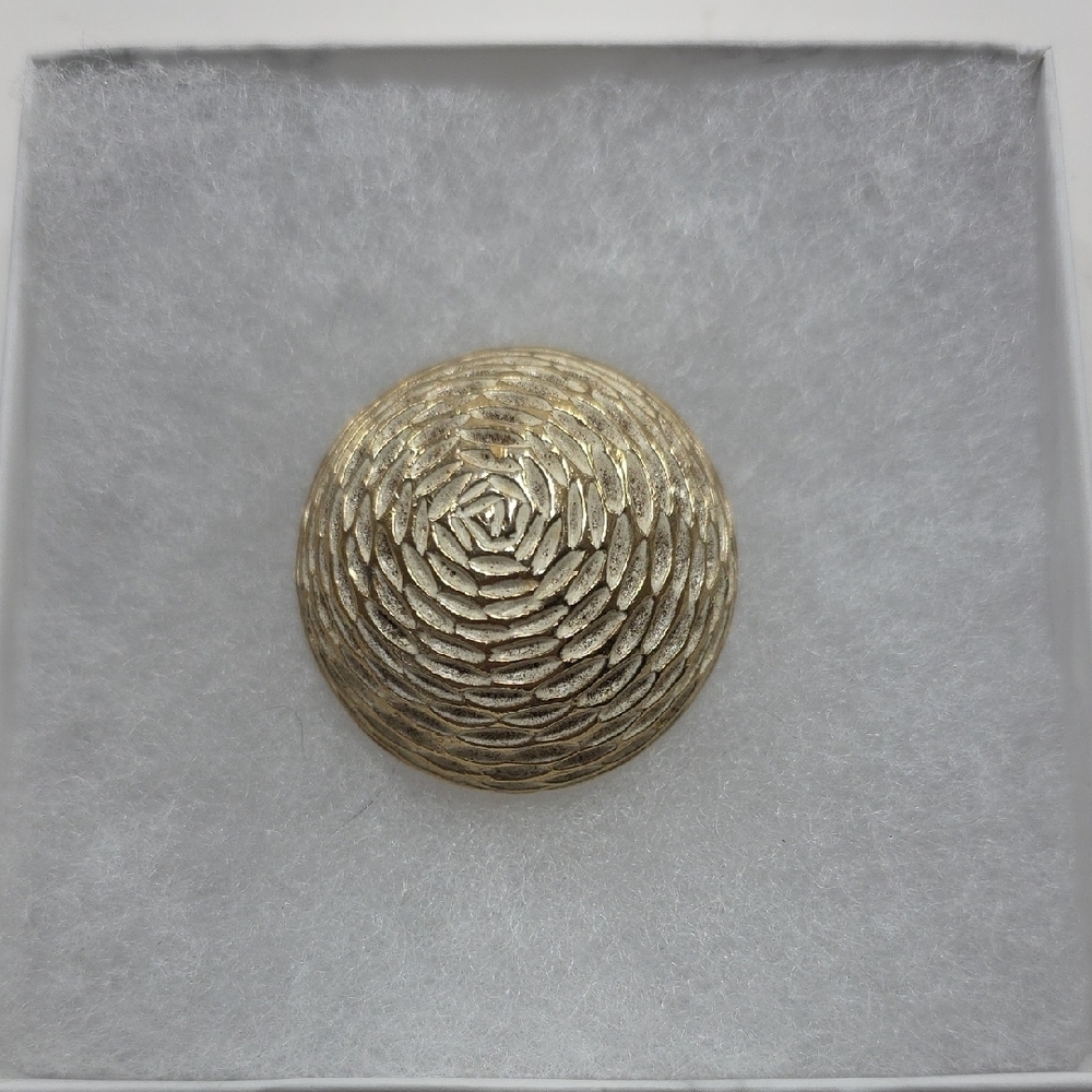 Vintage BSK Domed Coil Basket Pin Gold Tone Bee Hive Brooch